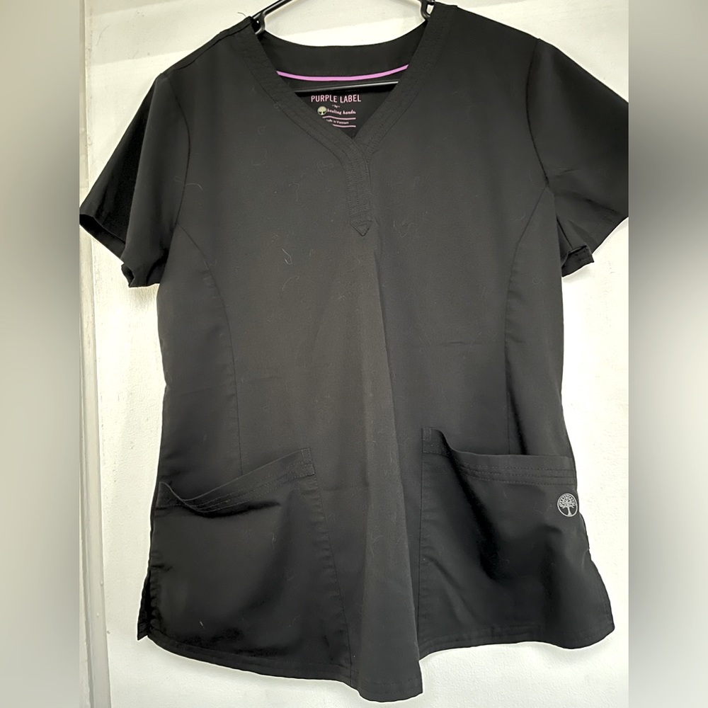 Purple label by healing hands Black scrubs set